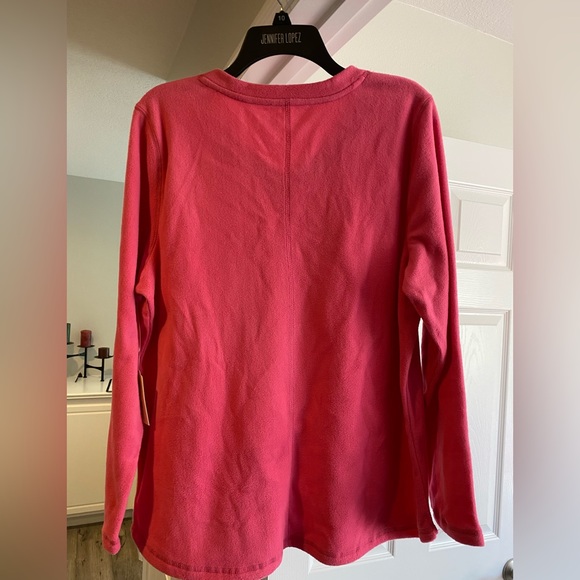 FREE w/ANY CLOSET BUY! St John’s Bay Classic V-neck, L bright pink fleece top - Picture 5 of 5